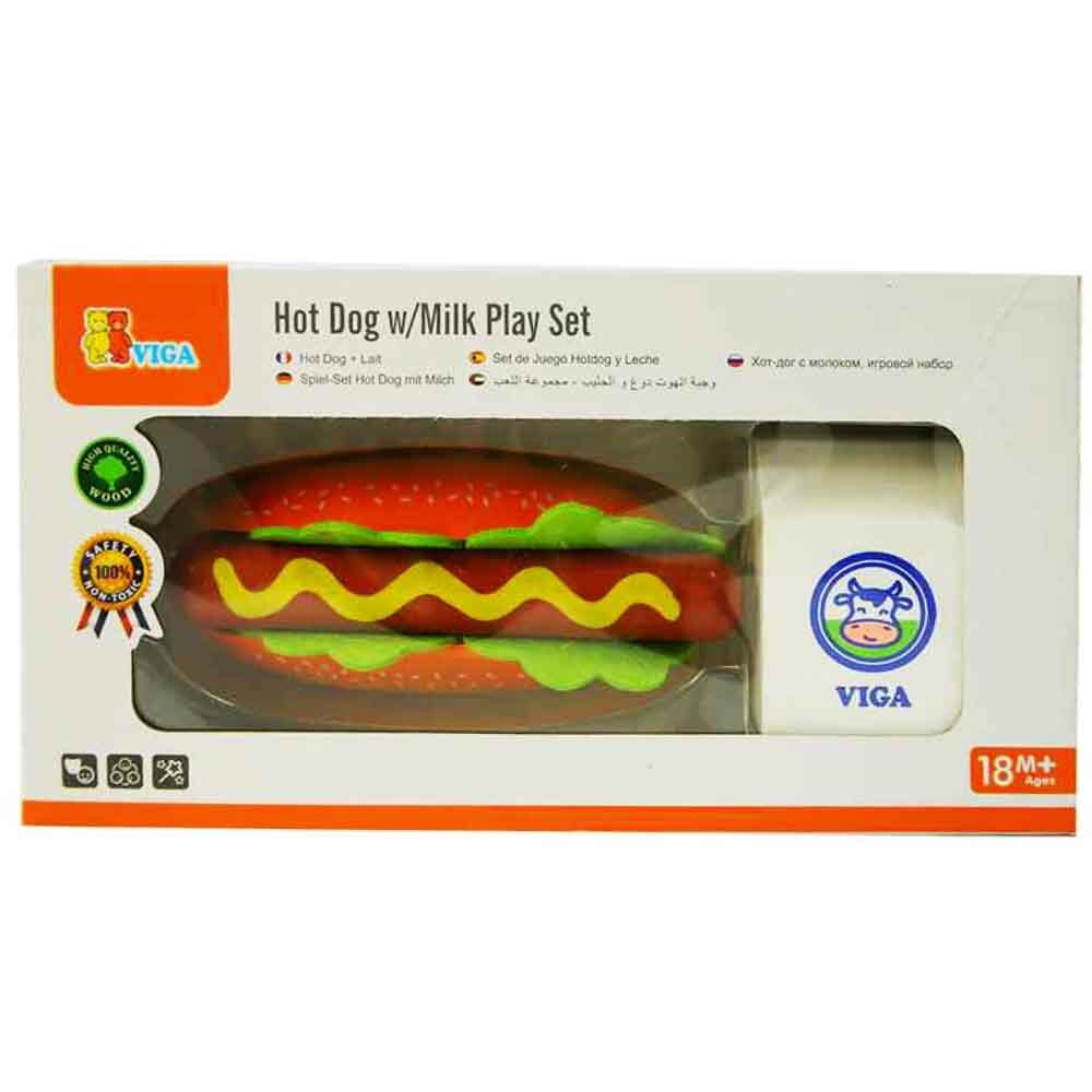 Viga - Wooden Hot Dog & Milk Play Set