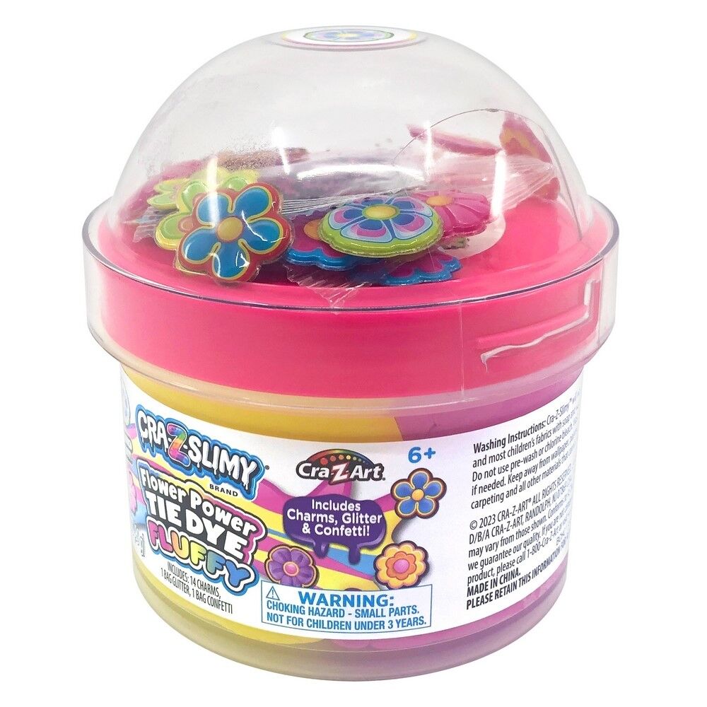 CRA-Z-SLIMY FUN DOME TOPPER JARS PDQ ASST - FLOWER POWER TIE DYE FLUFFY