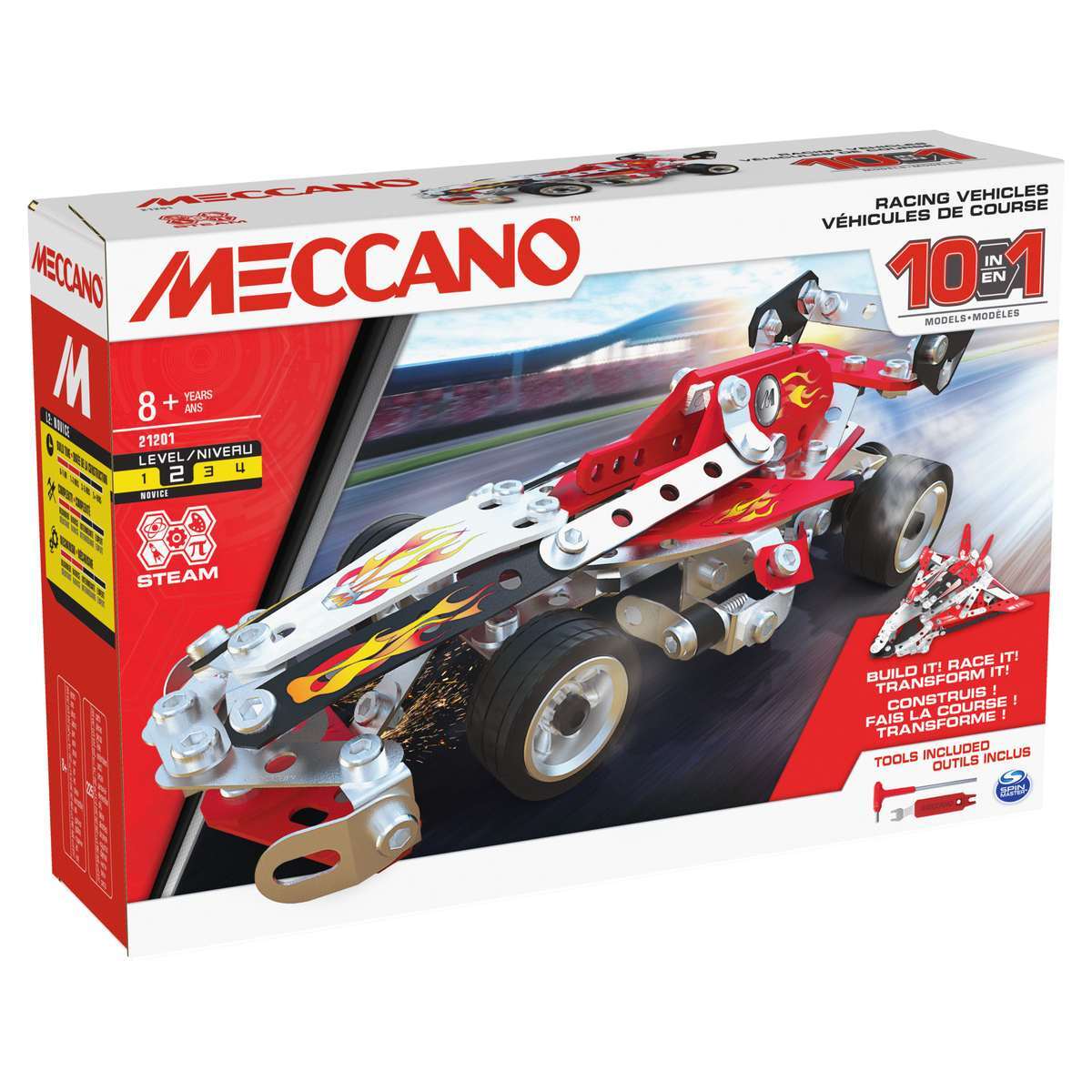 Meccano 10 in 1 model Set - Racing Vehicles