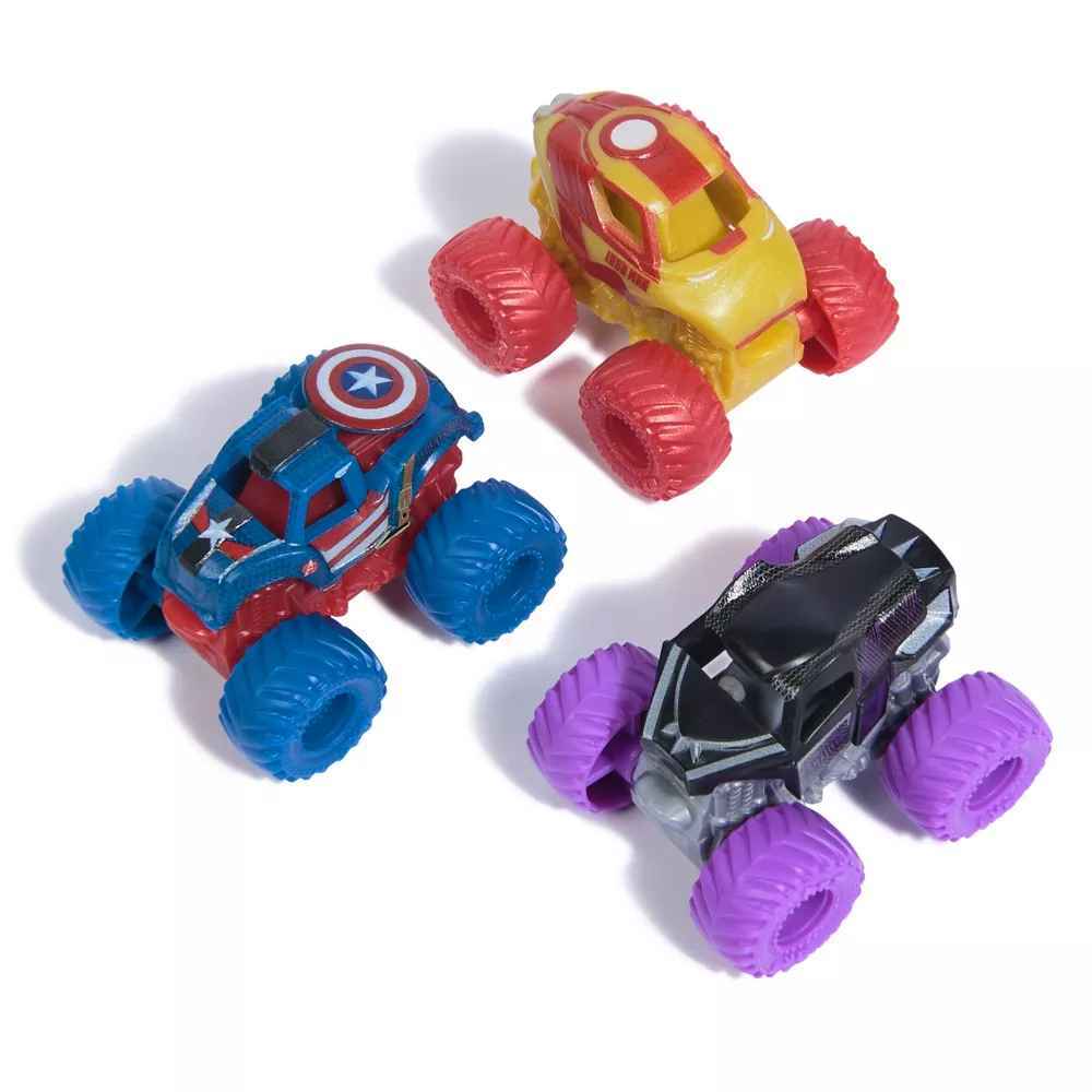 Monster Jam 1:87 Marvel 3 Pack - Black Panther Captain America Iron Man