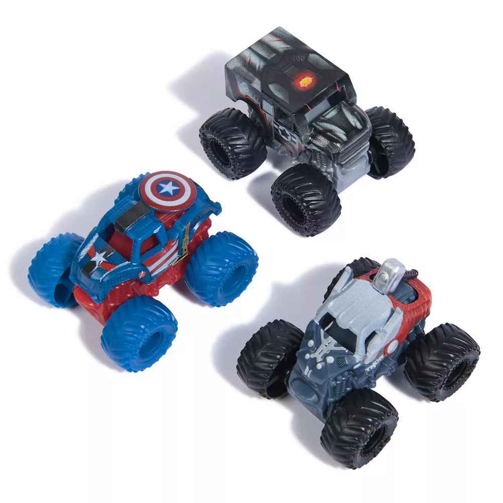 Monster Jam 1:87 Marvel 3 Pack - Thor Captain America War Machine