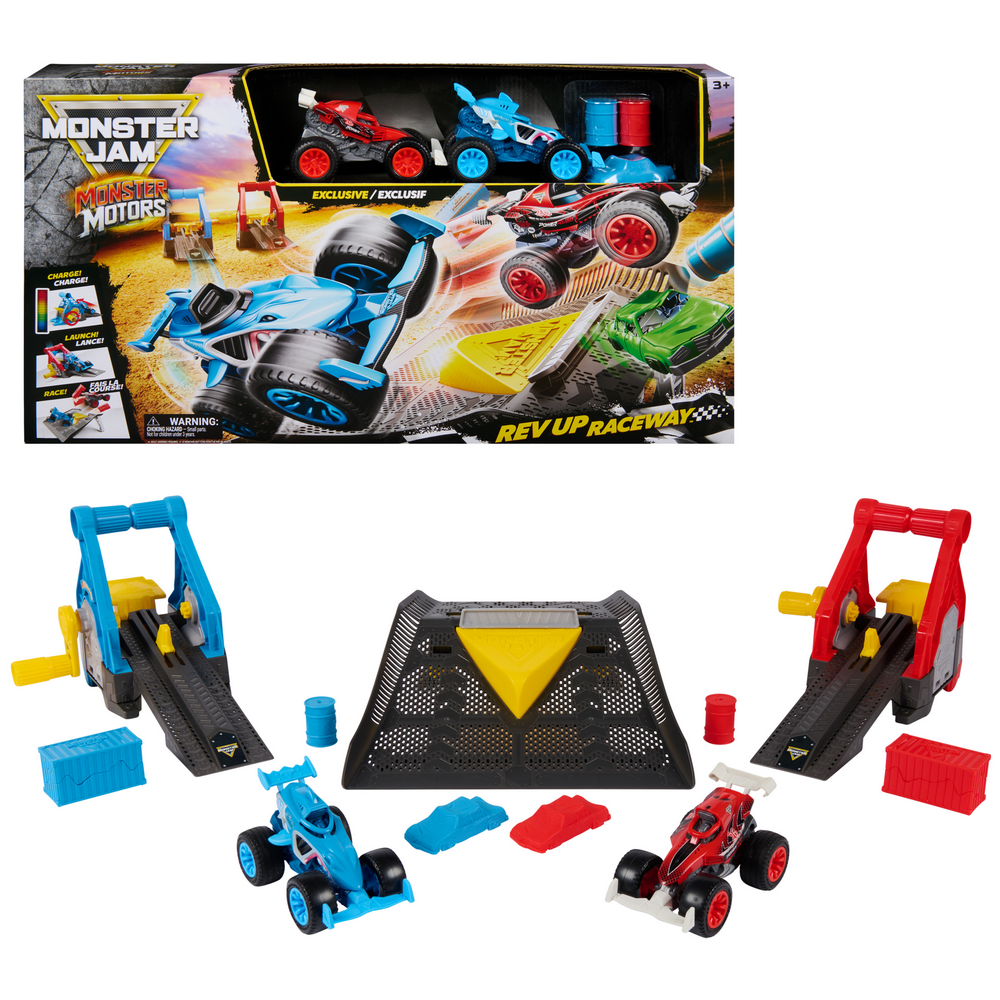 Monster Jam 1:64 Monster Motor Rev-up Raveway Playset