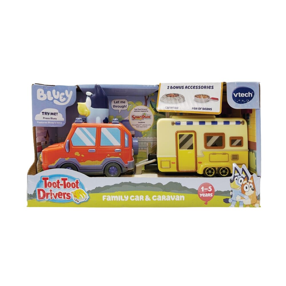 Toot-Toot Drivers Bluey Family Car and Caravan