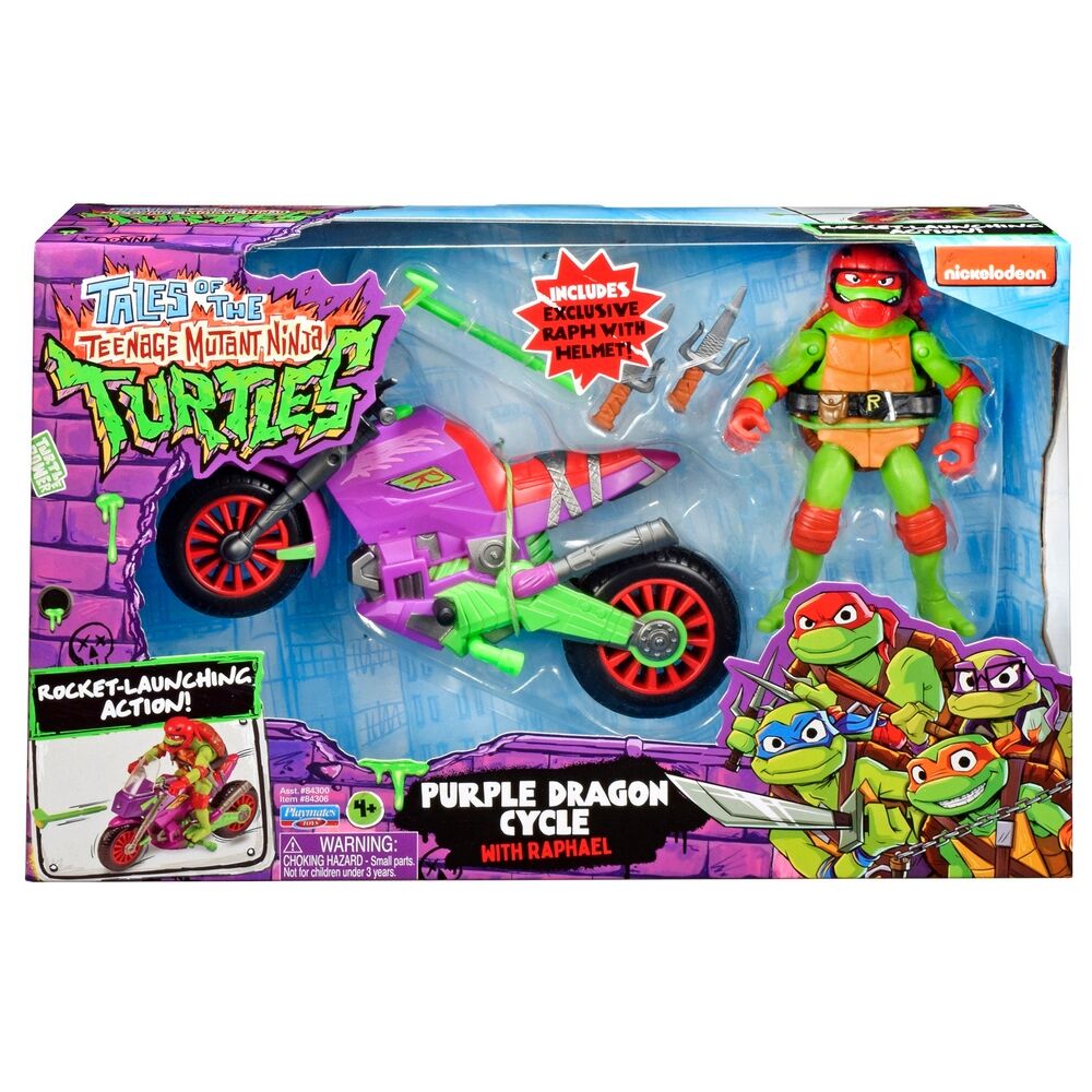 Tales Of The TMNT TV Vehicle with Figure - Purple Dragon Cycle with Raphael