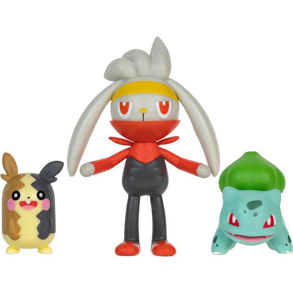 Pokemon Battle Figure Set 3 Pack - Monpreko + Raboot + Bulbasaur