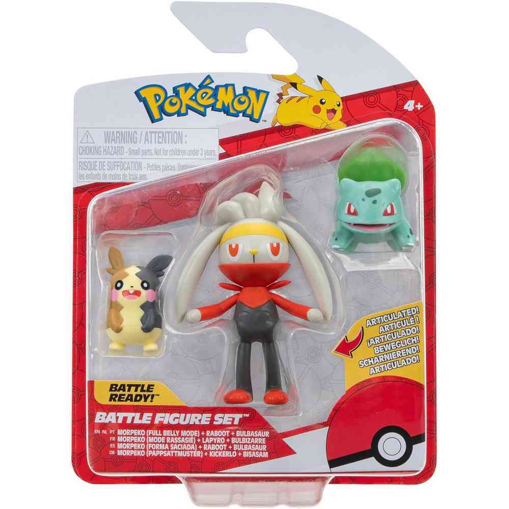 Pokemon Battle Figure Set 3 Pack - Monpreko + Raboot + Bulbasaur