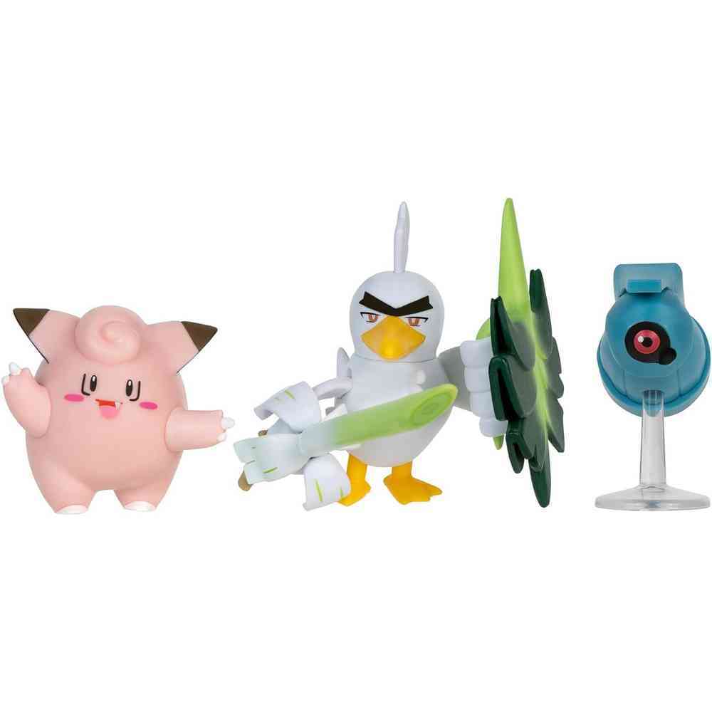 Pokemon Battle Figure Set 3 Pack - Beldum + Sirfetchd + Clefairy