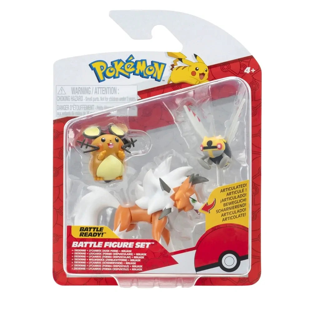 Pokemon 2& 3 Figure Wave 24 Dedenne + Lycanroc + Ninjask