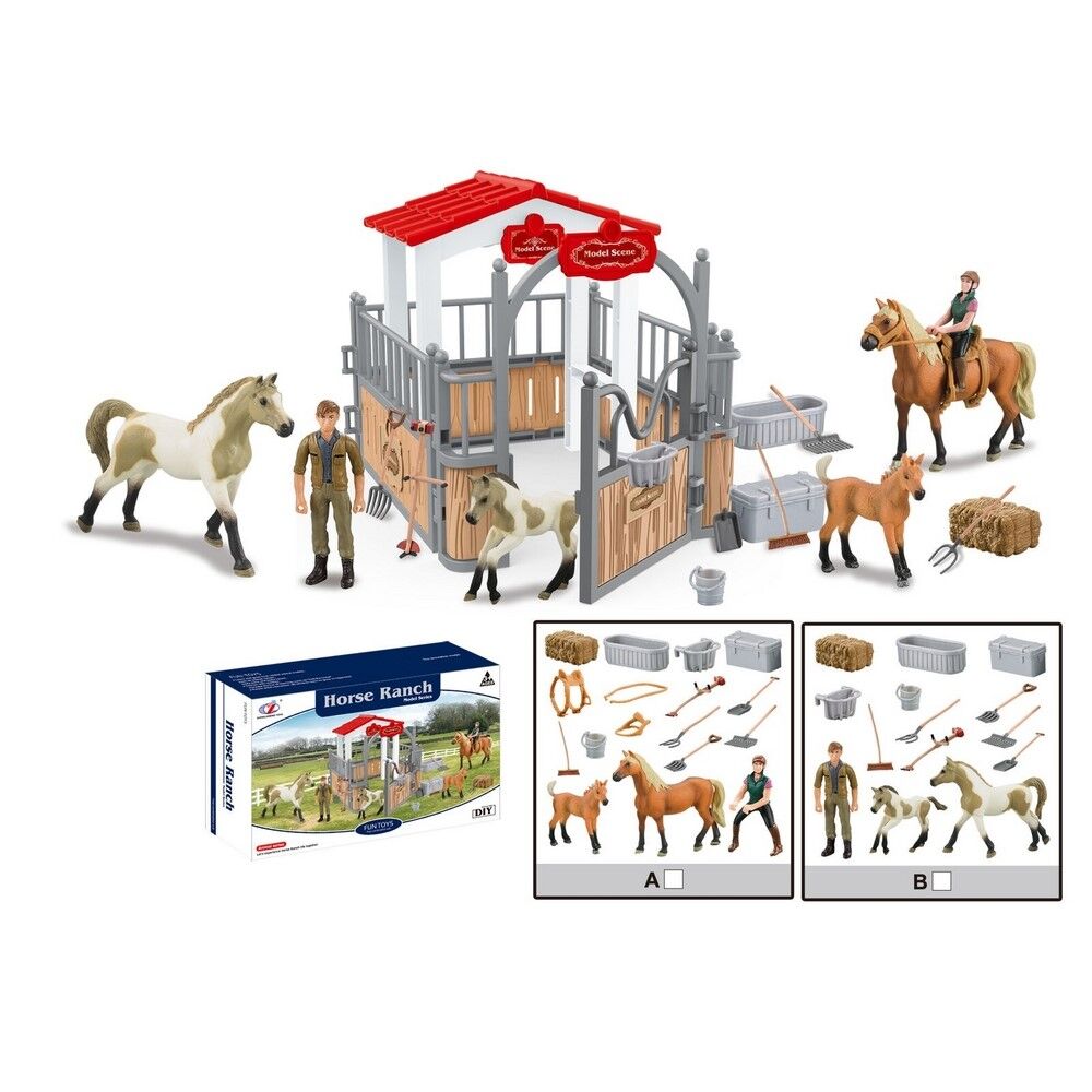 Horse Ranch Farm Animal Playset with Accessories