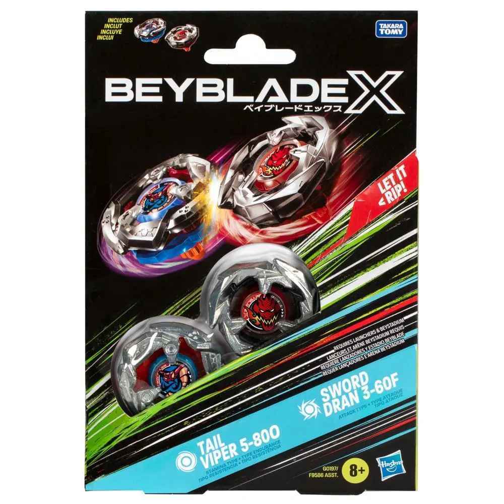 Beyblade X Dual Pack - Tail Viper 5 80O and Sword Dran 3 60F