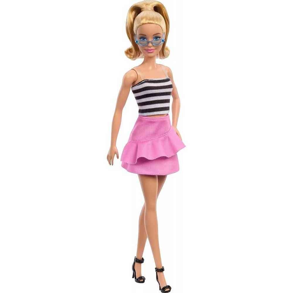 Barbie Fashionista Doll 213 Striped Top & Pink Skirt