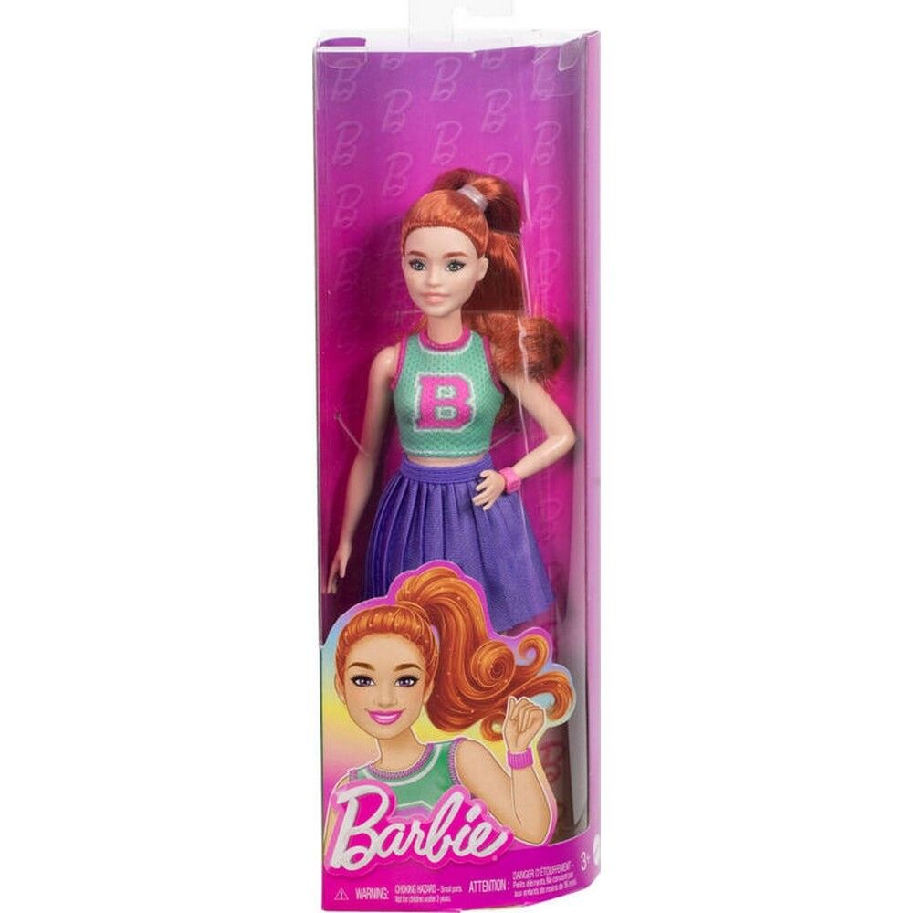 Barbie Fashionistas Doll 232 in Jersey Top and Pleated Purple Skirt