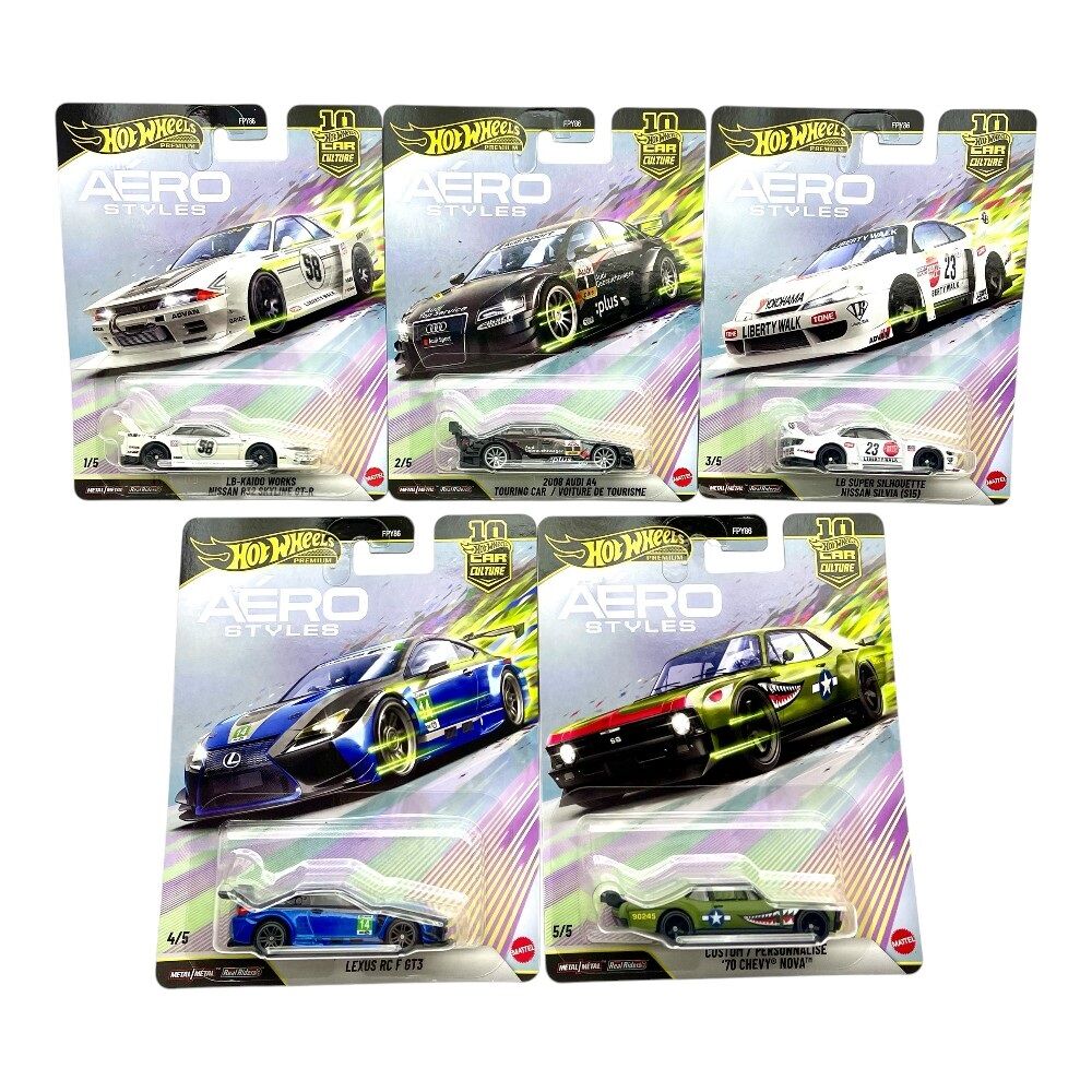 Hot Wheels Premium Car Culture Aero Styles Box of 10  Chase Included