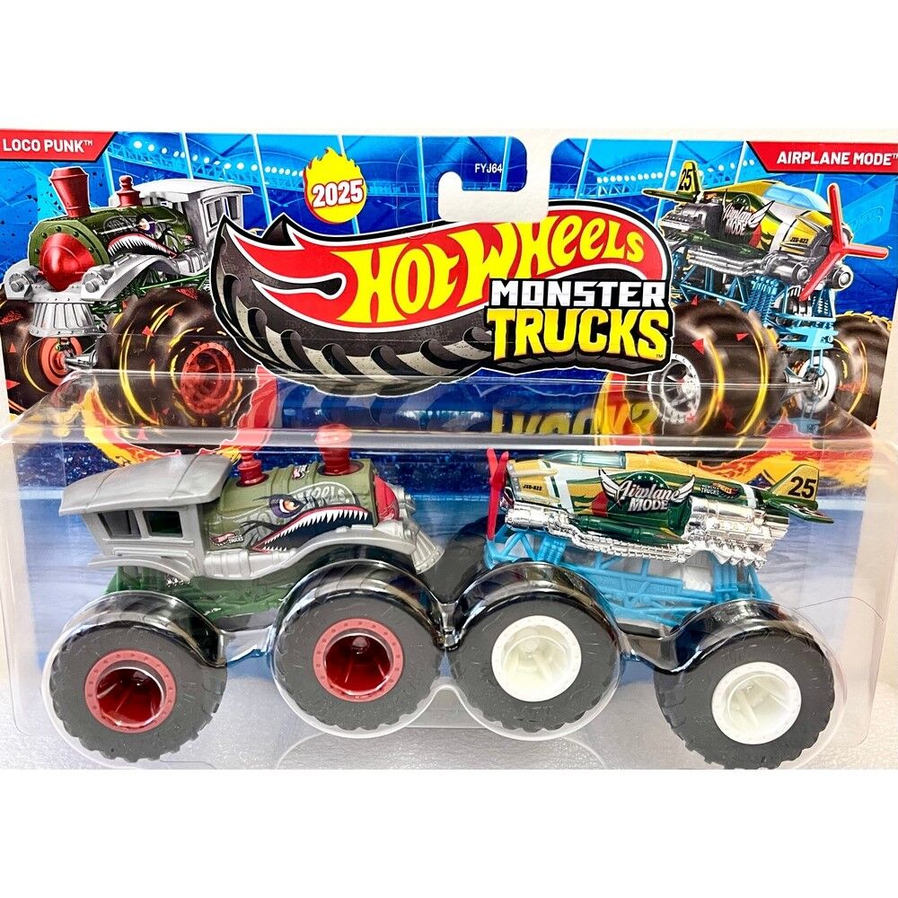 Hot Wheels Monster Trucks 2 Pack Loco Punk & Airplane Mode