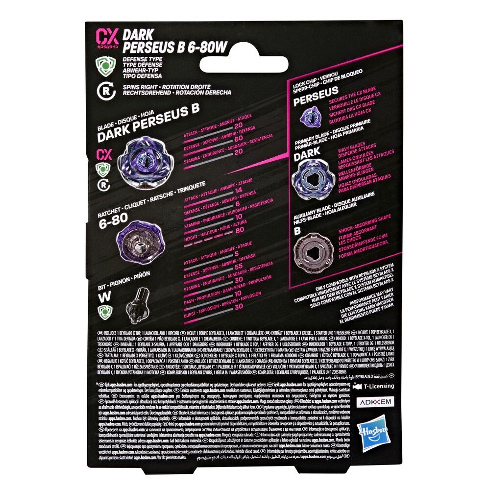 Beyblade X CX Dark Perseus B 6-80W Starter Pack with Launcher