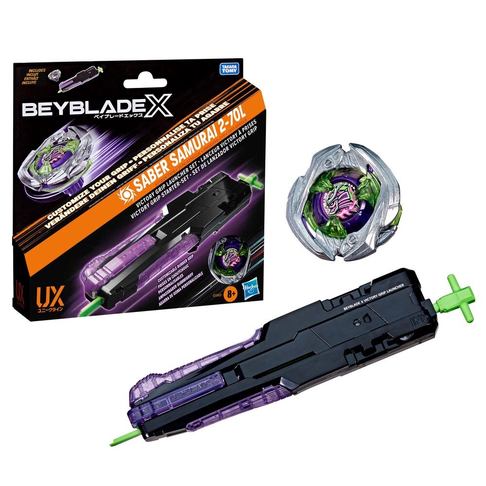 Beyblade X Victory Grip Launcher Set with Saber Samurai 2-70L