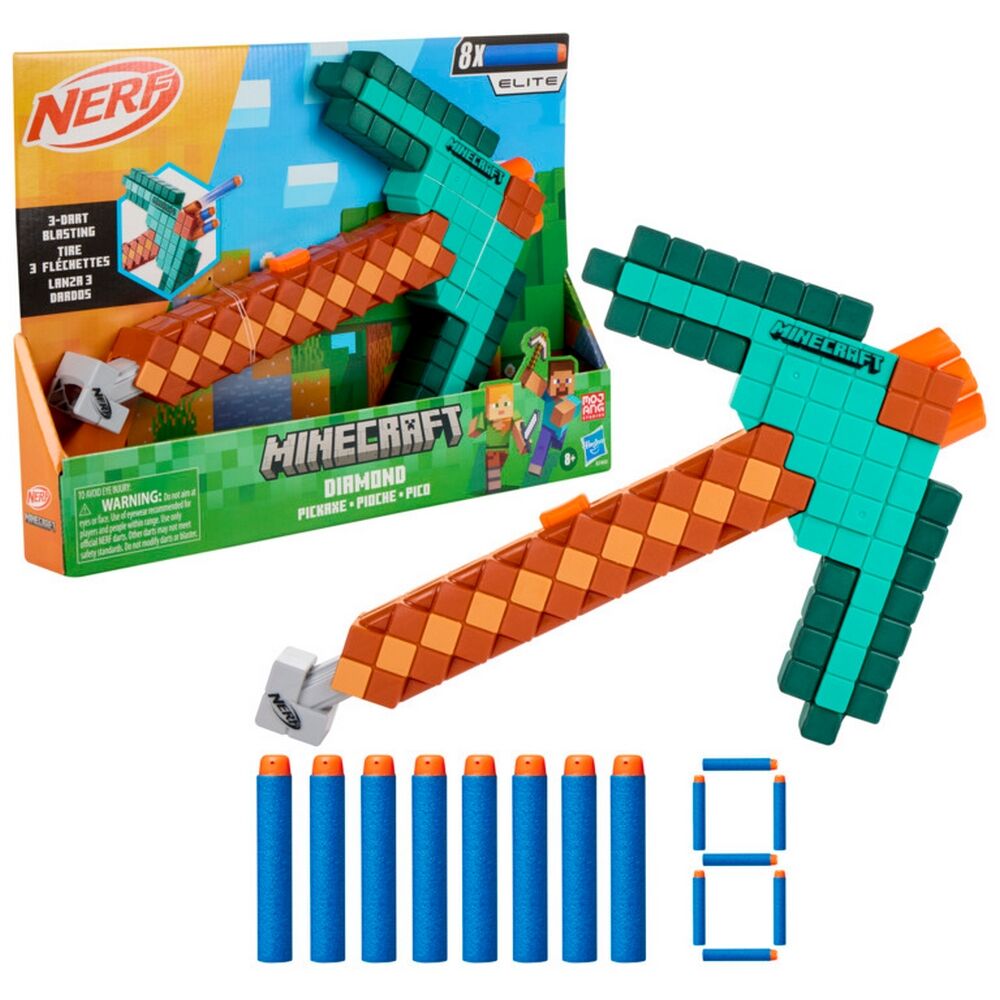 Nerf Minecraft Diamond Pickaxe Dart Blaster