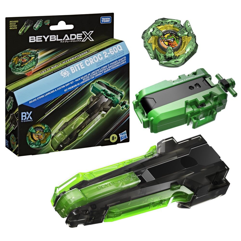Beyblade X Deluxe String Launcher & Custom Grip Set Bite Croc 2-60Q