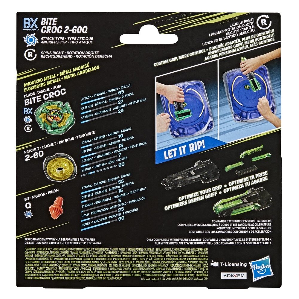 Beyblade X Deluxe String Launcher & Custom Grip Set Bite Croc 2-60Q