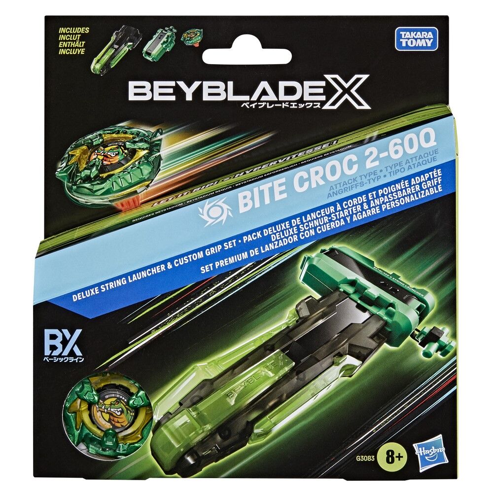 Beyblade X Deluxe String Launcher & Custom Grip Set Bite Croc 2-60Q