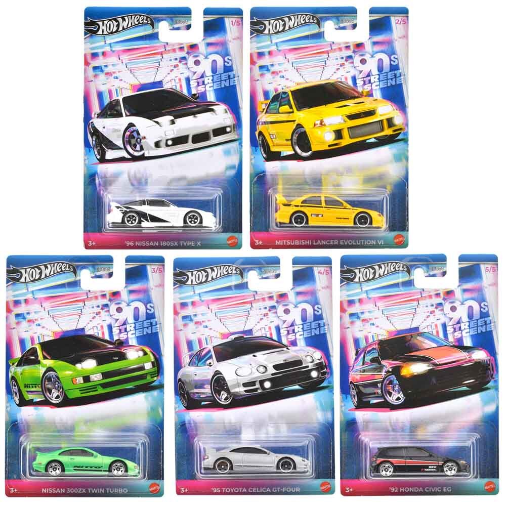 Hot Wheels Themed Automotive Set of 5 - 90s Street Scene (Case 957K)