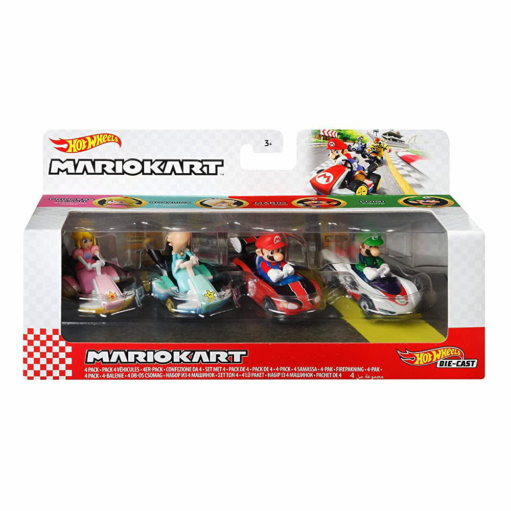 Hot Wheels Mario Kart 4 Pack - Princess Peach Rosalina Mario Luigi