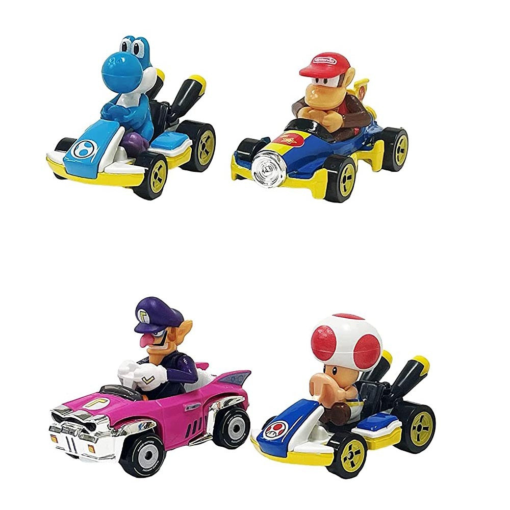 Hot Wheels Mario Kart 4 Pack - Waluigi Toad Yoshi Diddy Kong