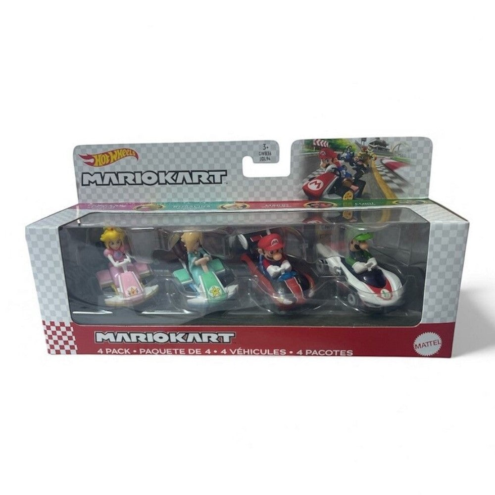 Hot Wheels Mario Kart 4 Pack - Mario, Luigi, Princess Peach and Rosalina