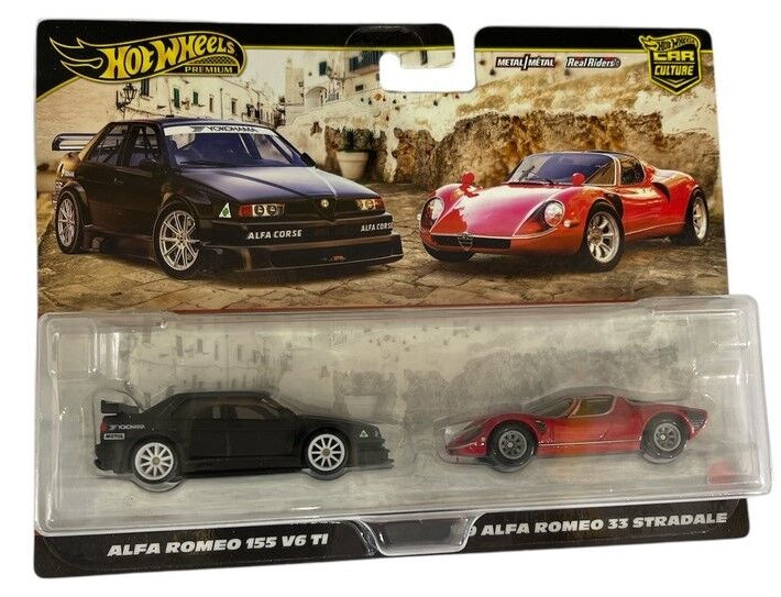 Hot Wheels Premium Car Culture 2 Pack - Alfa Romeo 155 V6 TI & '69 Alfa Romeo 33 Stradale