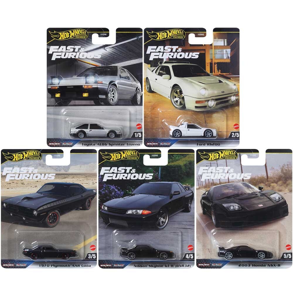 Hot Wheels Premium Fast & Furious - Complete Set 1-5 (Case 956E)
