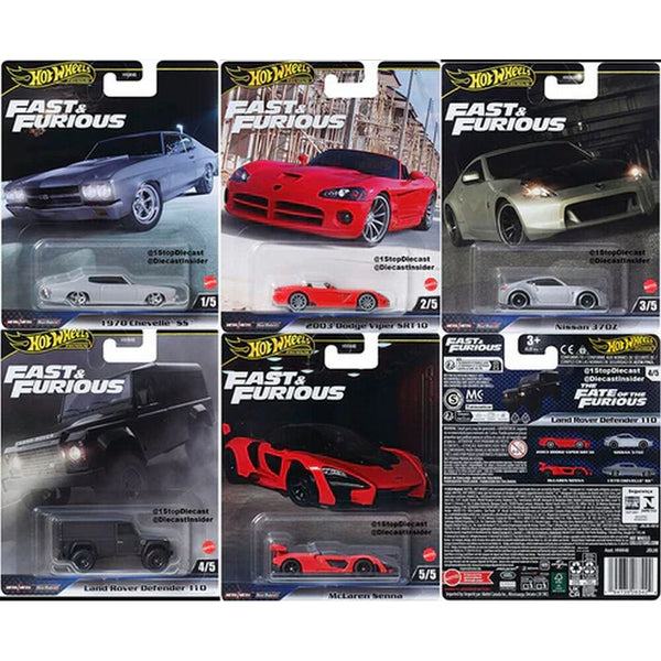 Hot Wheels F1 Set Hot Wheels Premium Fast & Furious 2024 - 5 Auto In Scatola Collezionabile, Scala 1:64 Set 5 Auto HNW46 - Foto 8