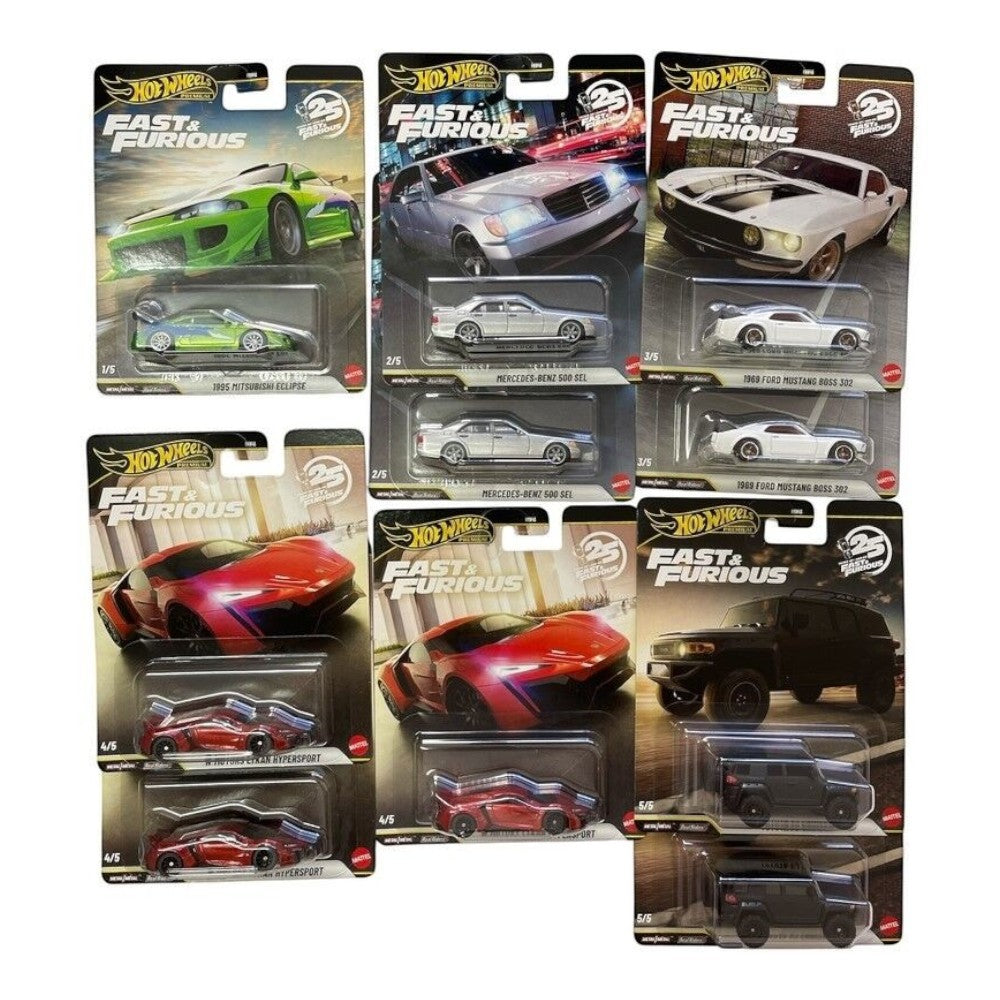 Hot Wheels Premium Fast & Furious 25 Years Box of 10 - Included Chase 1/5 1995 Mitsubishi Eclipse