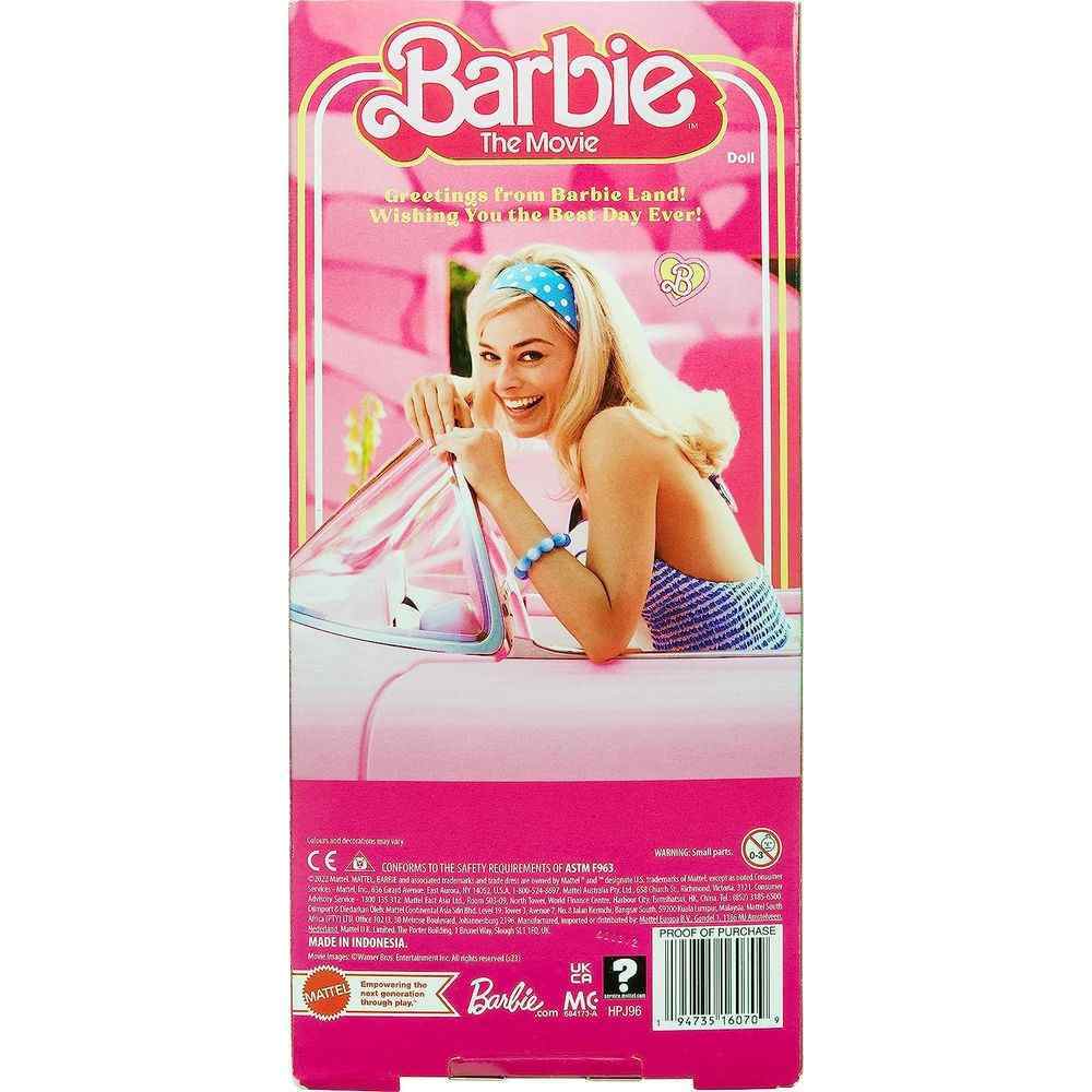 Barbie The Movie Ken Doll Wearing Pastel Striped Beach Matching Set, Ages  3+ 