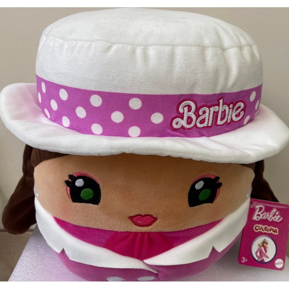 Barbie 10" Plush Cuutopia White Hat & Pink Dress