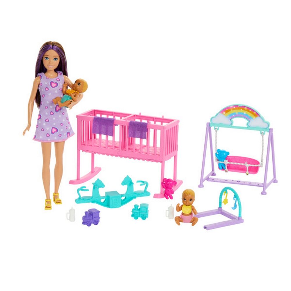 Barbie Skipper Babysitter Doll with Twin Nursery Playset & Accessories