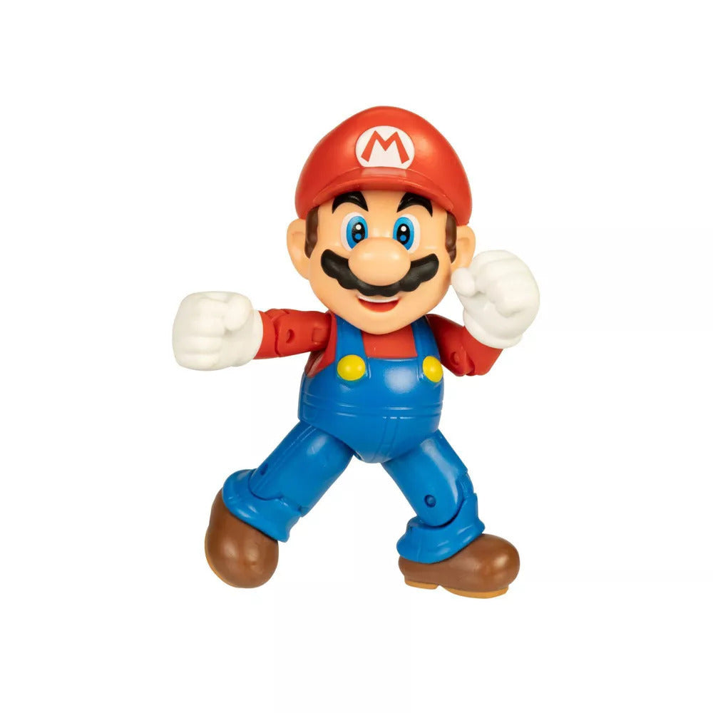 Super Mario Articulated Figure - Mario with Super Mushroom (4")