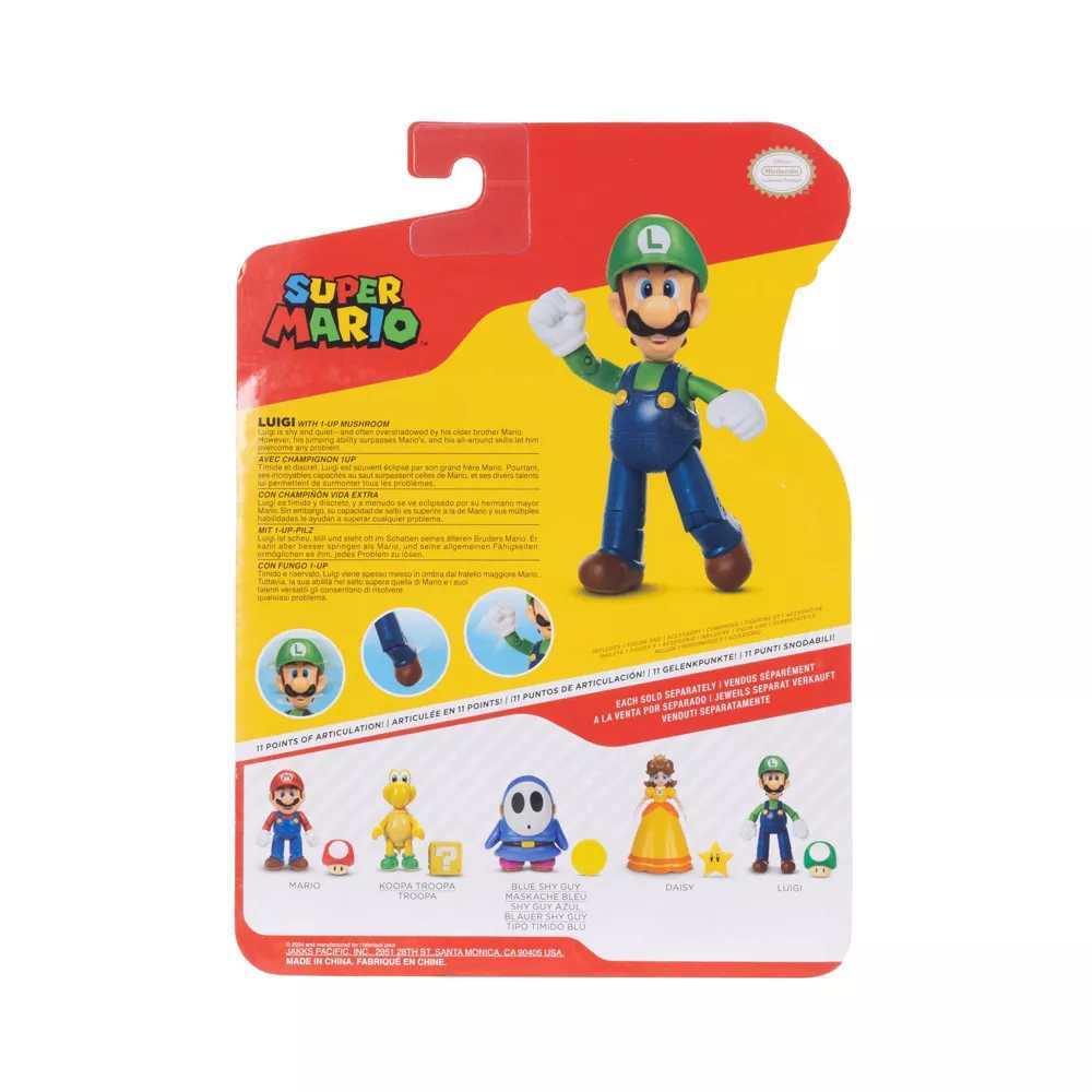 Super Mario Articulated Figure 4" - Luigi with Super Mushroom