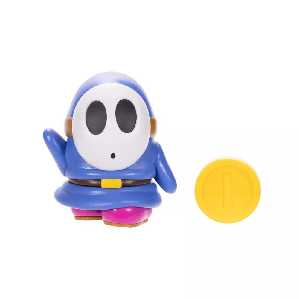 Super Mario Articulated Figure 4" - Blue Shy Guy with Coin