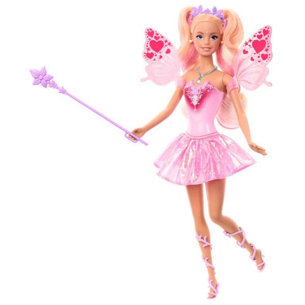 Barbie Fantasy Fairy Doll with Color-Change Wings and Outfit, Includes Toy Wand with Sponge & Fashio