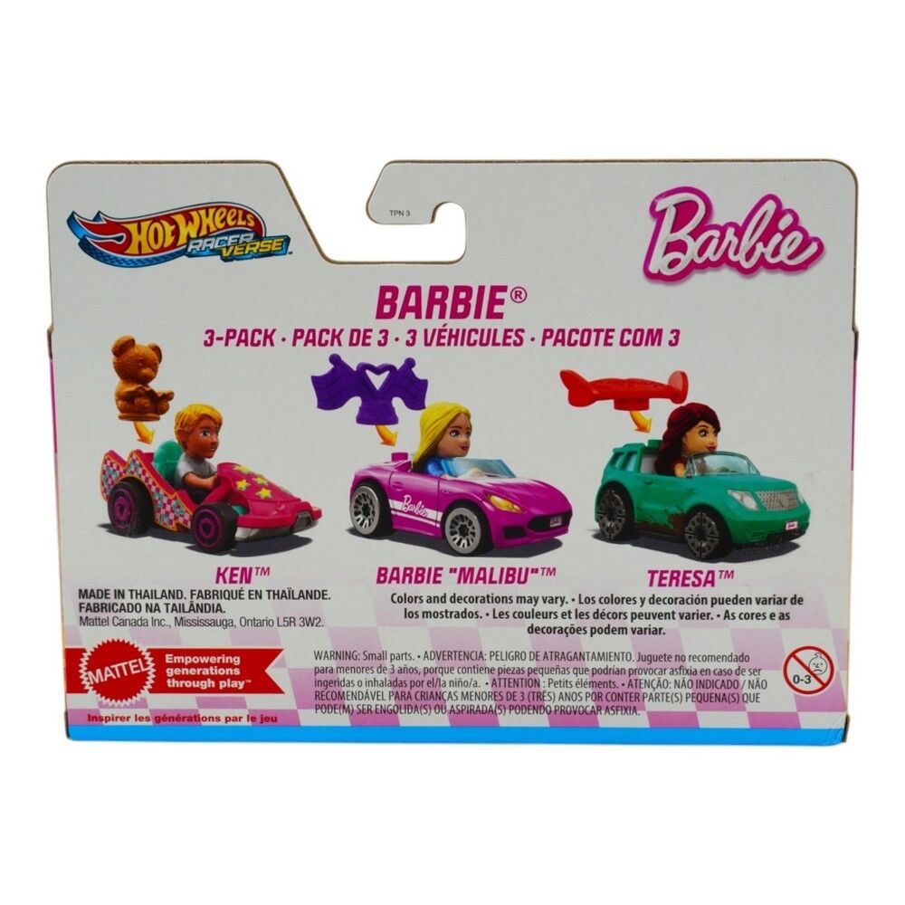 Hot Wheels Racer Verse Barbie 3PK