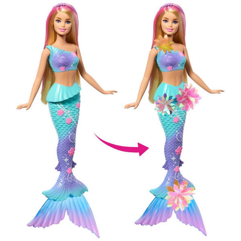 Barbie Flower Magic Mermaid Toy Doll with Surprise Blooming Flowers Feature & Pearl Headband Accesso