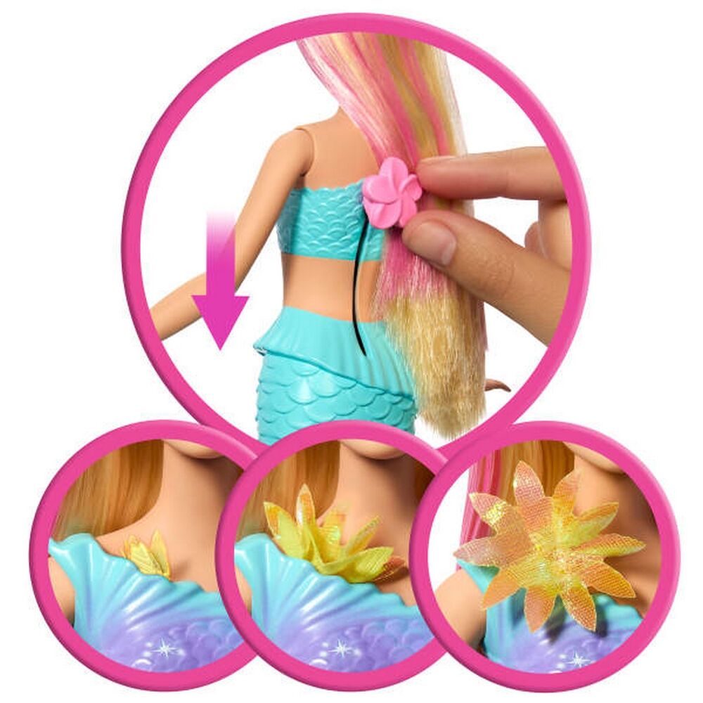 Barbie Flower Magic Mermaid Toy Doll with Surprise Blooming Flowers Feature & Pearl Headband Accesso