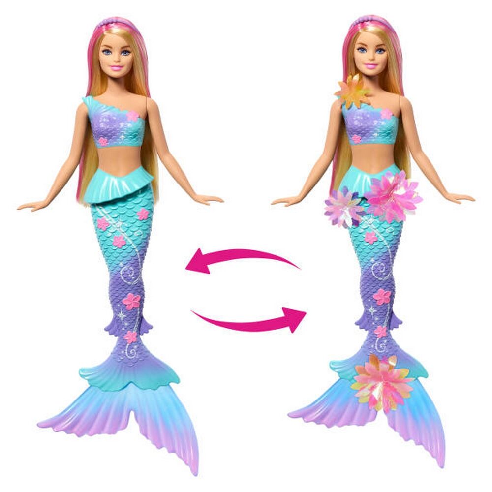 Barbie Flower Magic Mermaid Toy Doll with Surprise Blooming Flowers Feature & Pearl Headband Accesso