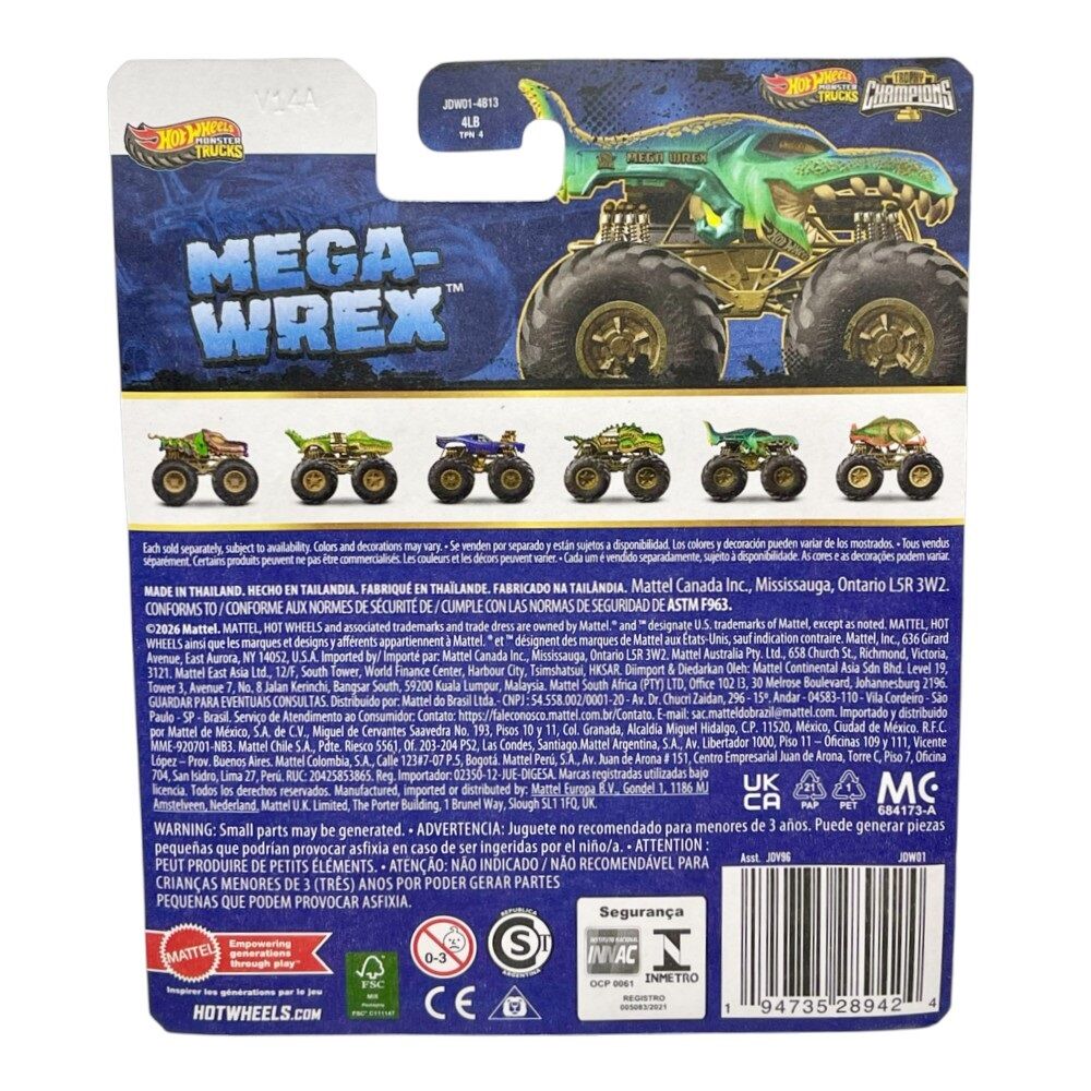 Hot Wheels Monster Trucks Trophy Champions 1:64 Mega-Wrex