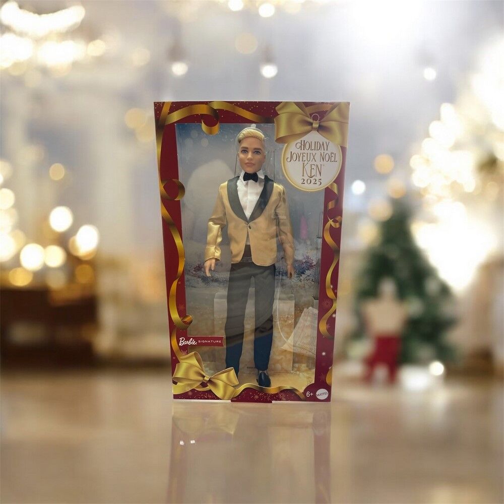 Barbie Signature 2025 Holiday Ken Doll Full Suit with Golden Jacket