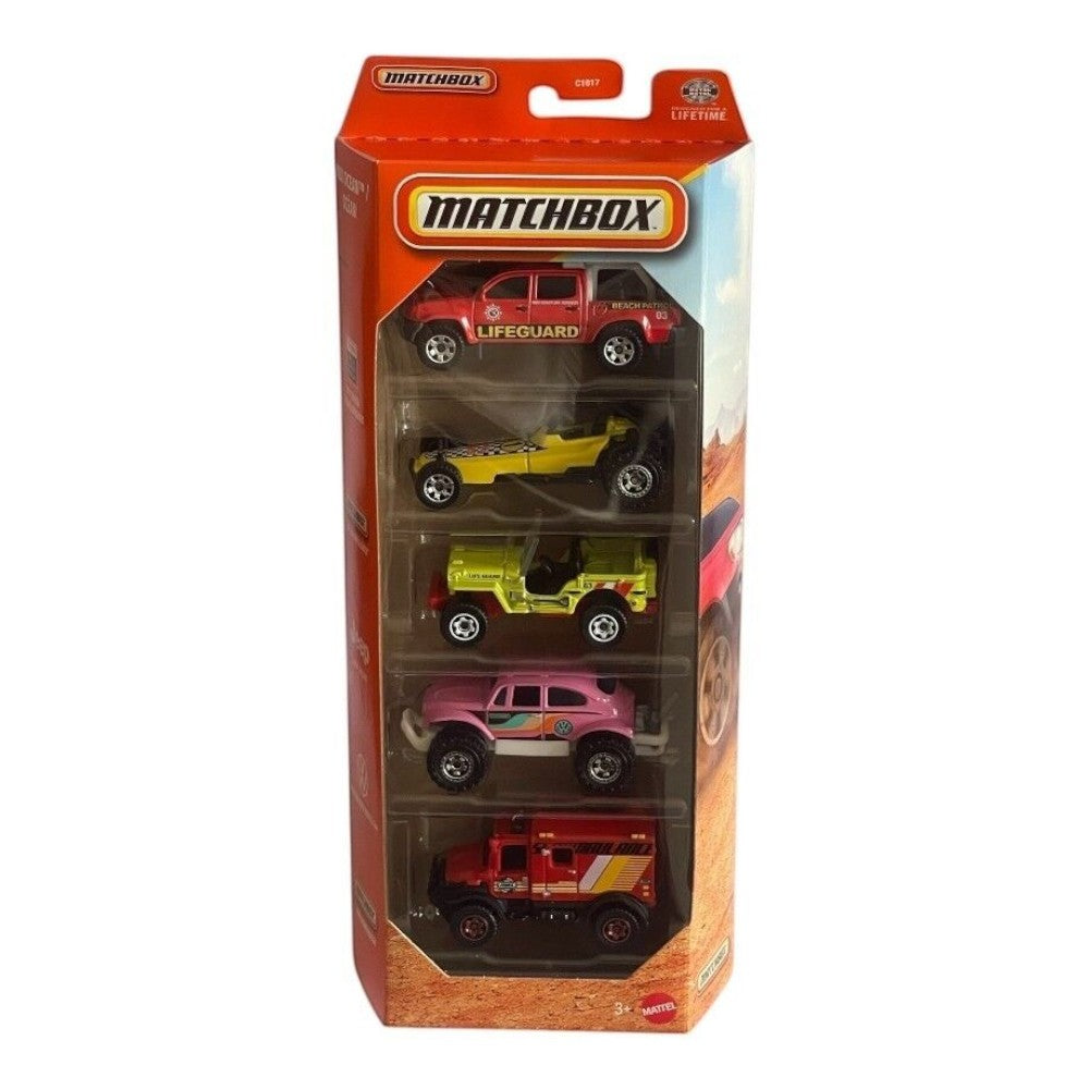 Hot Wheels 5-Pack - Pierce Arrow XT Fire Engine & Ford F-550 Super Duty & Bay Brigade & Trail Tracker & 2009 Ford E-350 Ambulance