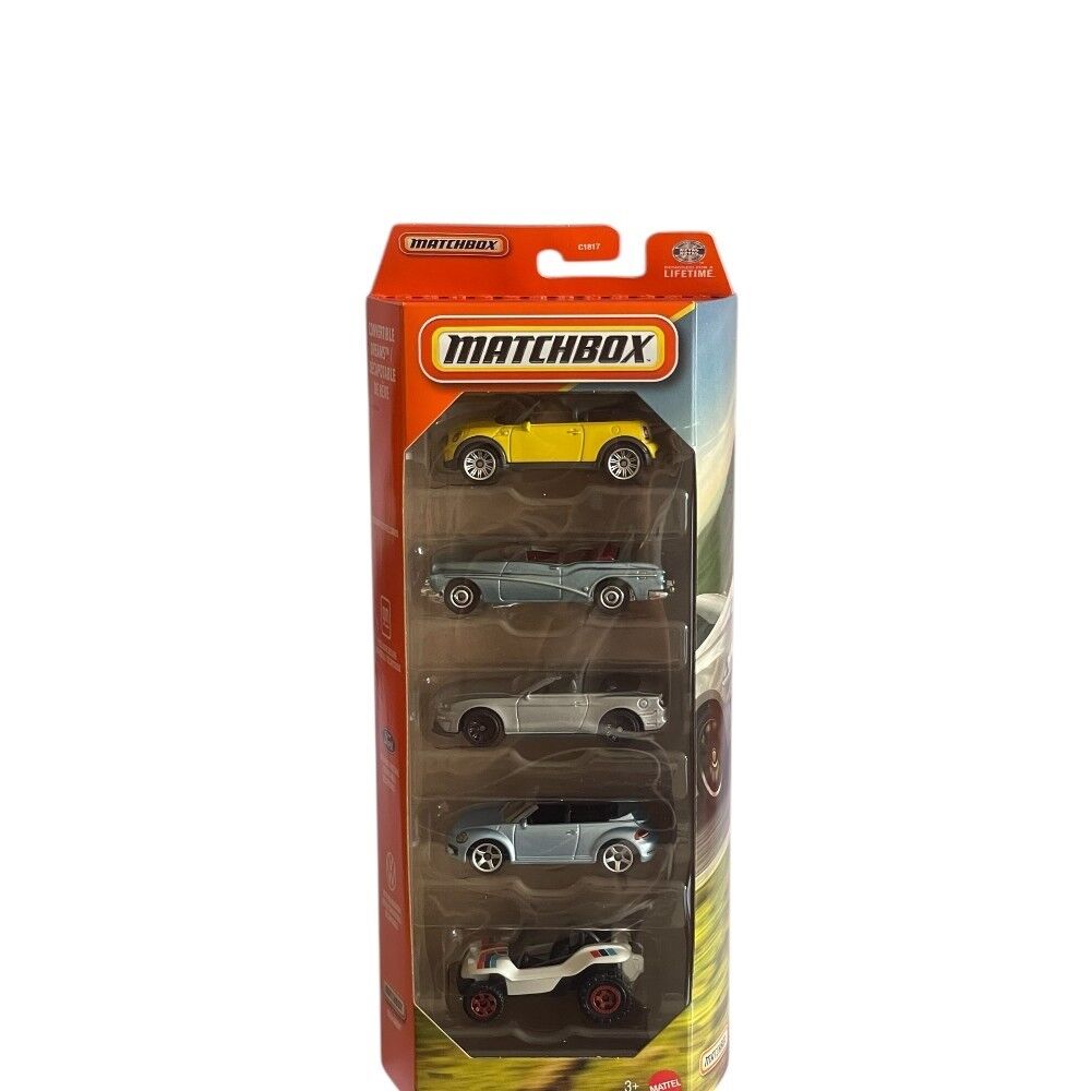 Hot Wheels 5-Pack - 2010 Mini Cooper S Cabrio & 1953 Buick Skylark Convertible & 2018 Ford Mustang Convertible & 2019 Volkswagen Beetle Co