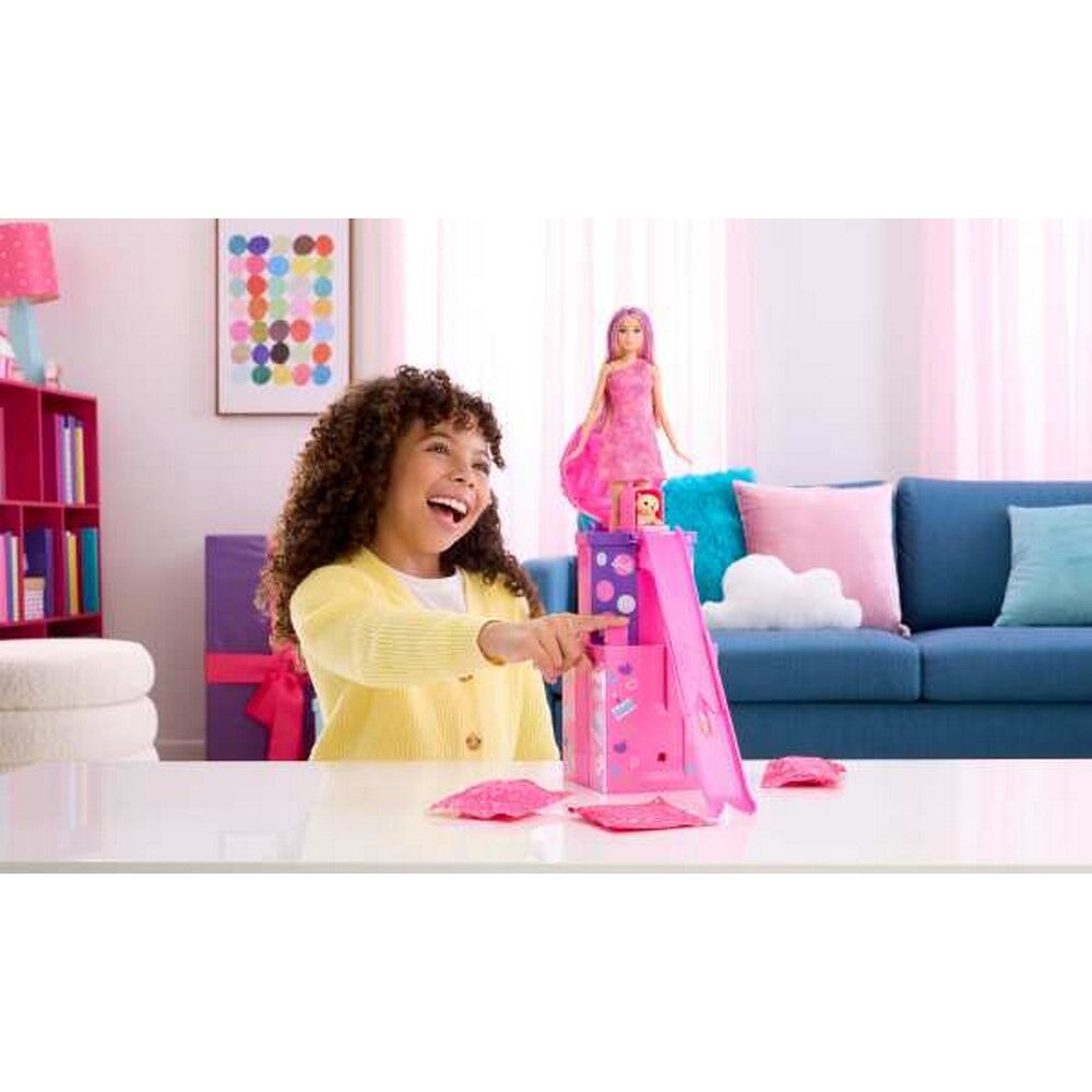 Barbie Rise & Surprise Pet Birthday Doll Playset with Slide & 12 Surprises