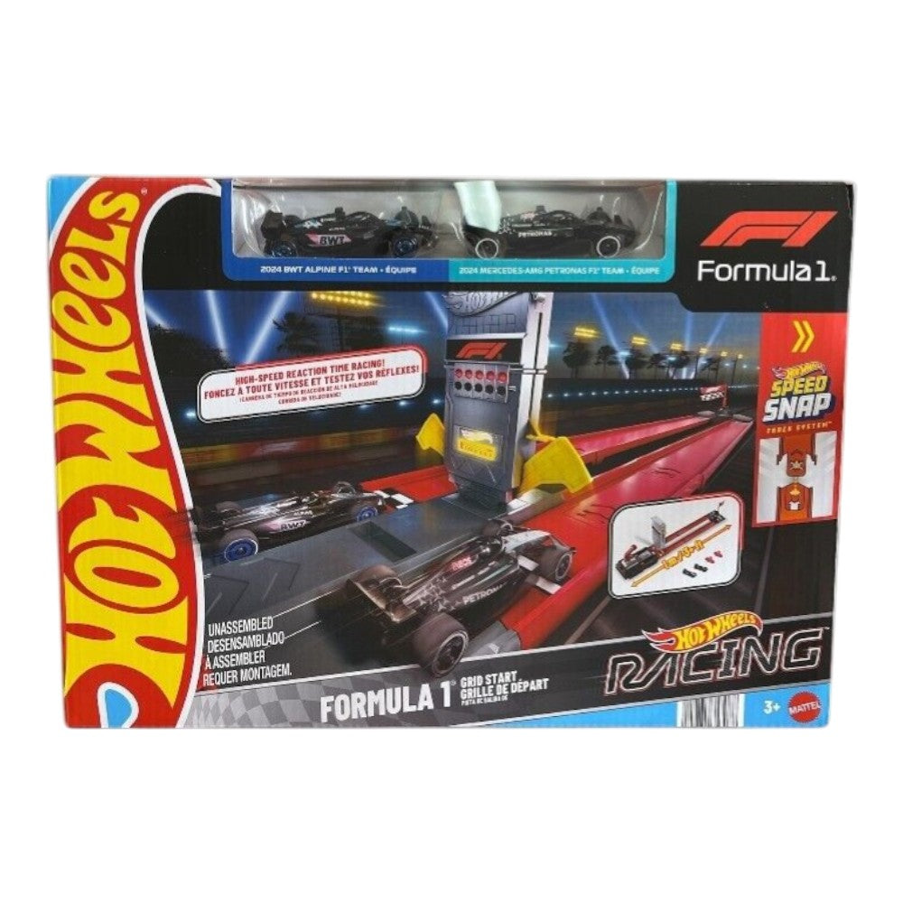 Hot Wheels Racing Formula 1 Grid Start Trackset  with Two Die-Cast Cars 1:64