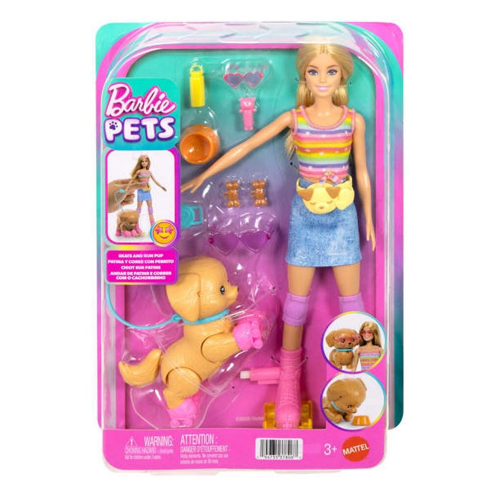 Barbie Pets Skate and Run Pup Doll with Puppy & Skating Accessories